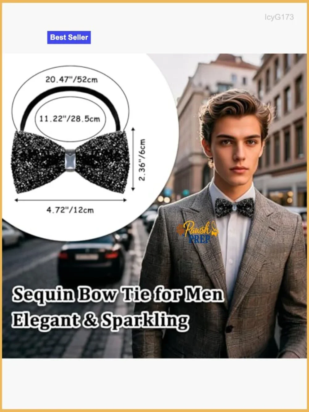 Sparkly Rhinestone Pre-Tied Bow Tie Adjustable for Men Party Wedding